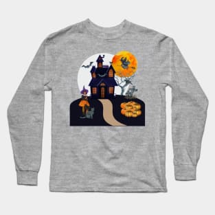 Spooky Halloween haunted house. Long Sleeve T-Shirt